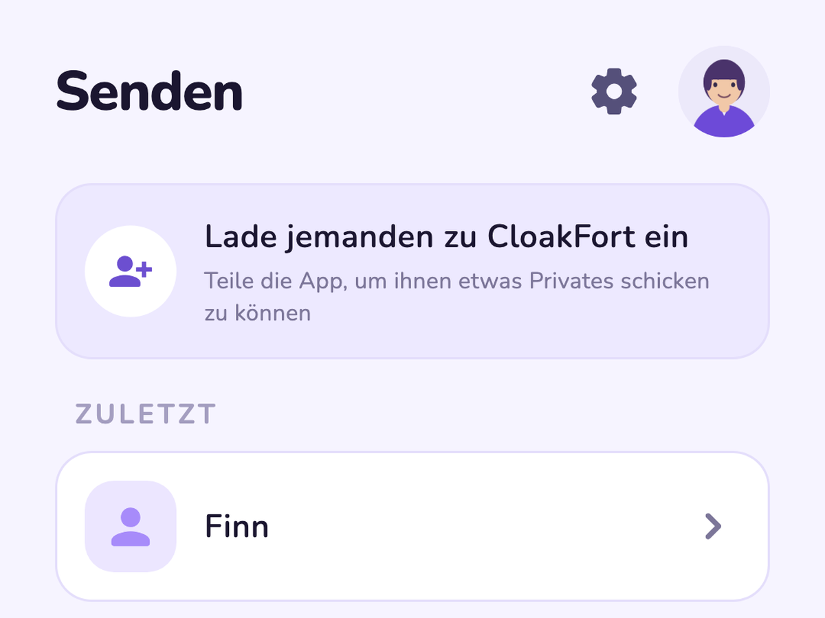 CloakFort Sende-Bildschirm