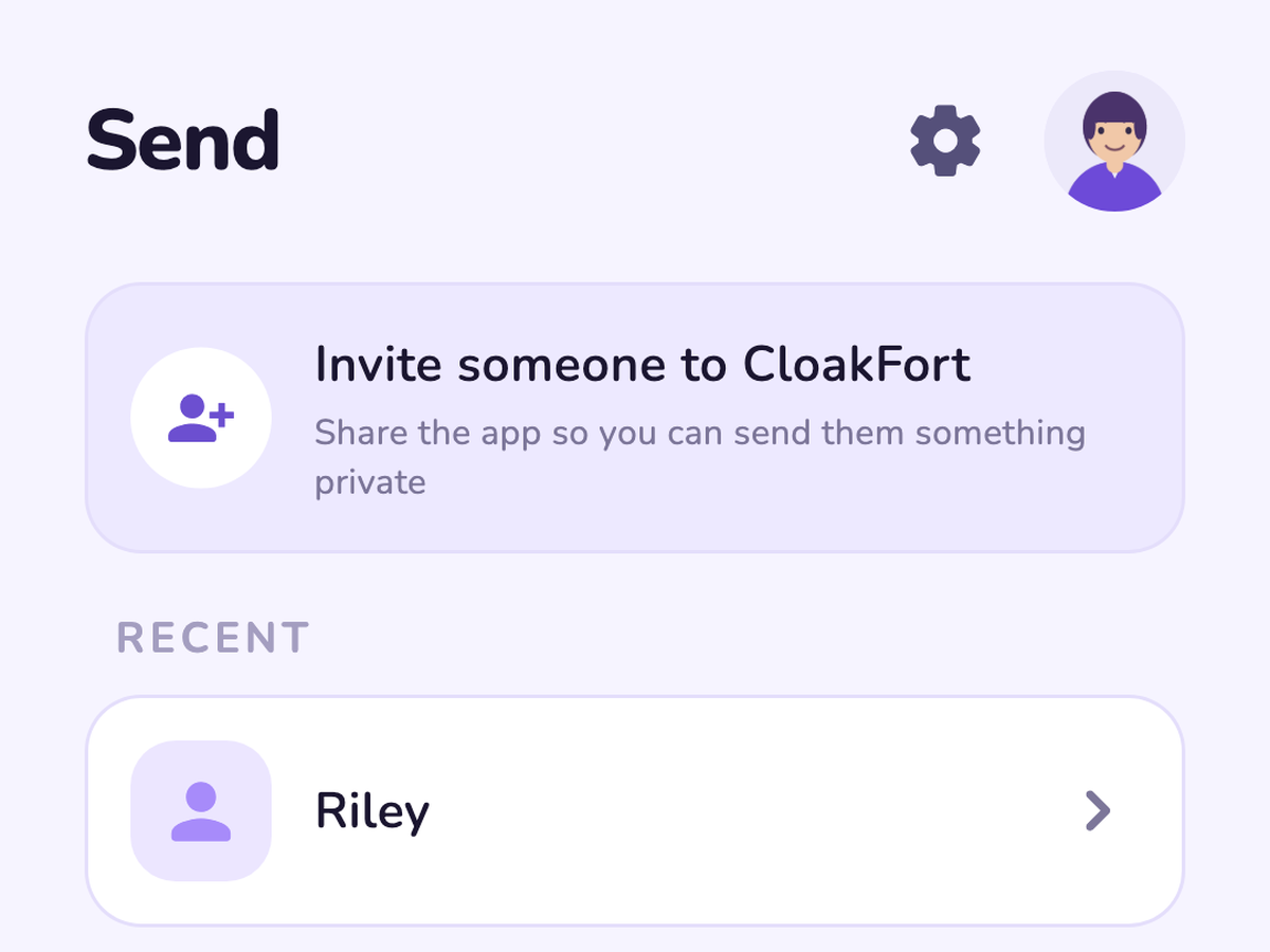 CloakFort send screen