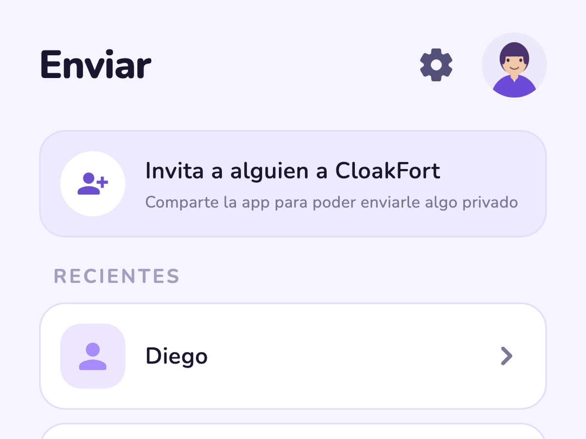 Pantalla de envío de CloakFort