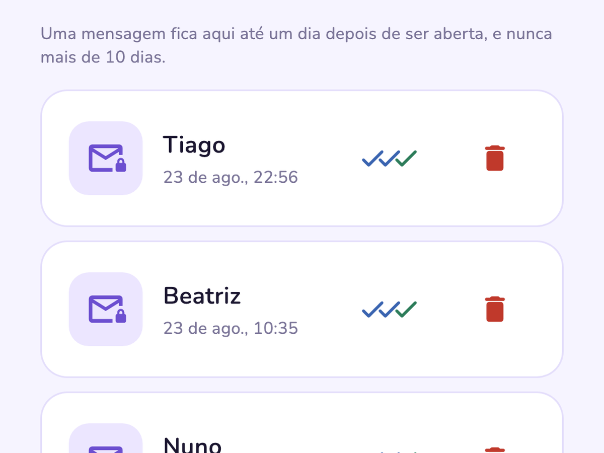 Ecrã de recibos da CloakFort