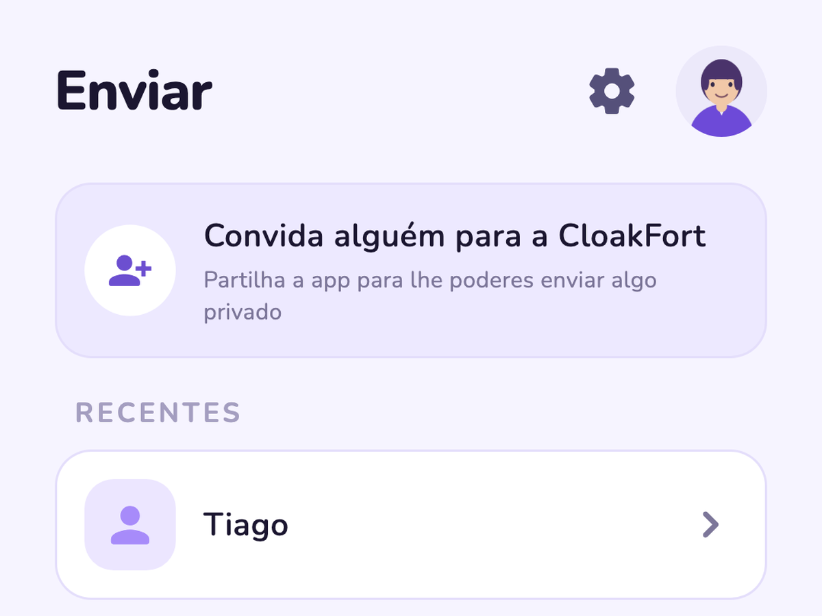 Ecrã de envio da CloakFort